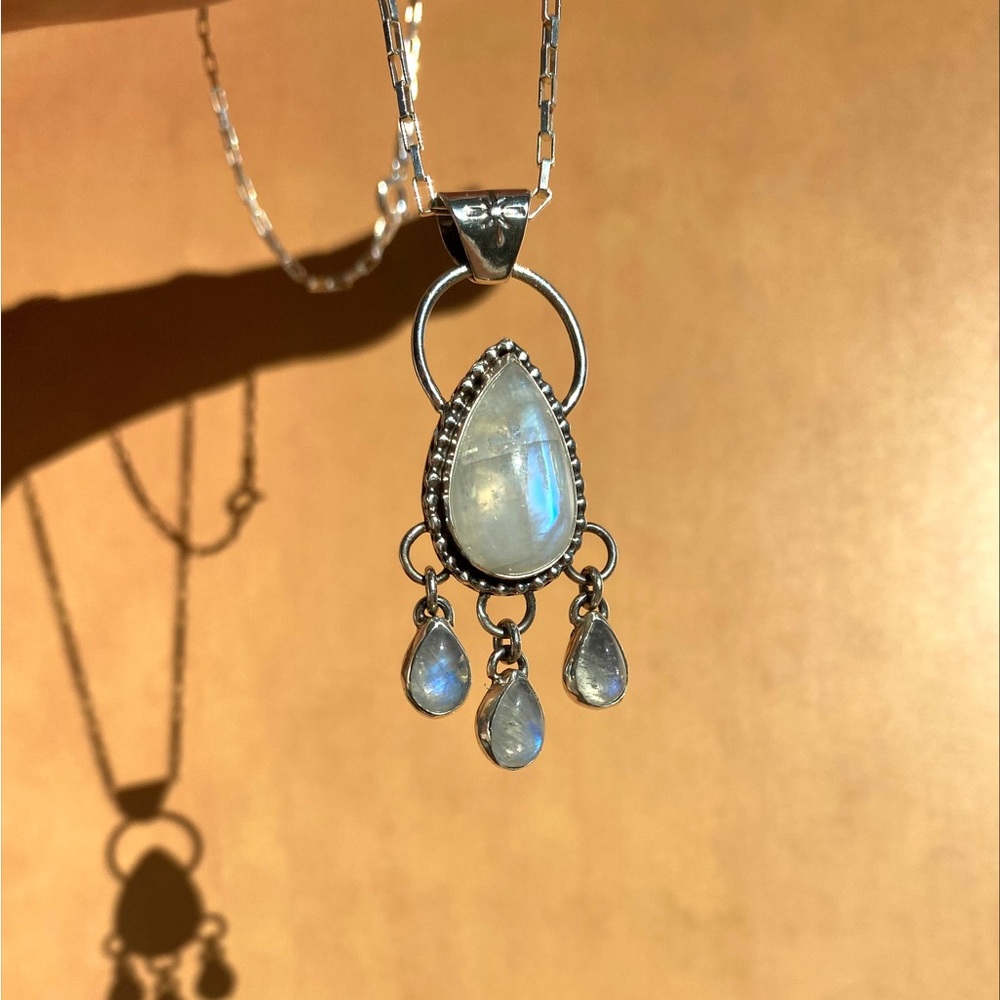 Moonstone Crystal Rain Necklace